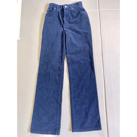 Vintage Navy Blue Corduroy Pants High Rise Wide Leg 24 Waist - Picture 4 of 7